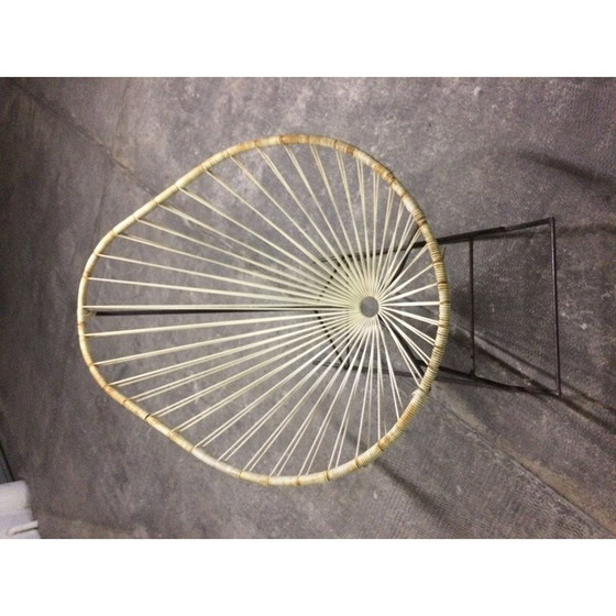Image 1 of Fauteuil à bascule vintage Acapulco en scoubidou blanc, France 1960s