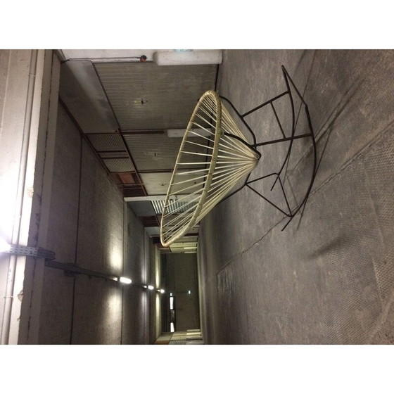 Image 1 of Fauteuil à bascule vintage Acapulco en scoubidou blanc, France 1960s