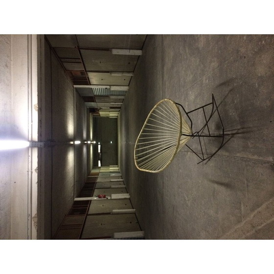 Image 1 of Fauteuil à bascule vintage Acapulco en scoubidou blanc, France 1960s