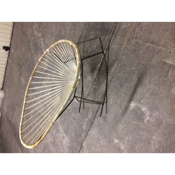 Image 1 of Fauteuil à bascule vintage Acapulco en scoubidou blanc, France 1960s