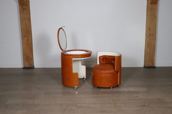 Image 1 of Meuble-lavabo Dilly Dally en cognac par Luigi Massoni pour Poltrona Frau, Italie 1968