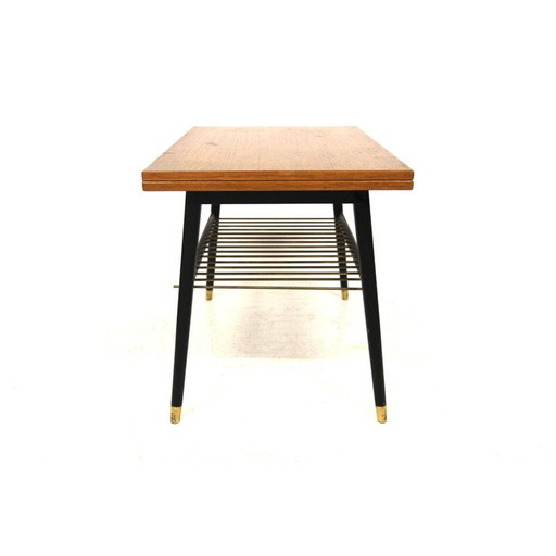 Table basse extensible en teck et hêtre, Suède 1950