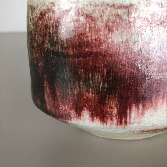 Image 1 of Vase vintage en céramique rouge, beige et verte pour Asshoff, Allemagne 1960