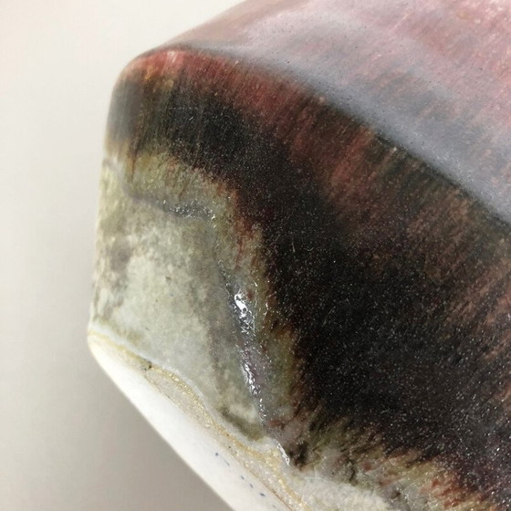 Image 1 of Vase vintage en céramique rouge, beige et verte pour Asshoff, Allemagne 1960