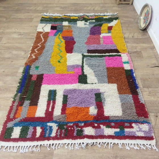 Image 1 of Tapis berbère multicolore en laine fait à la main