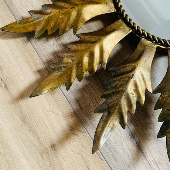 Image 1 of Miroir solaire vintage en métal doré