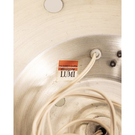 Image 1 of Lampe vintage en métal chromé et verre blanc par Pia Guidetti Crippa pour Lumi Milano, Italie 1960