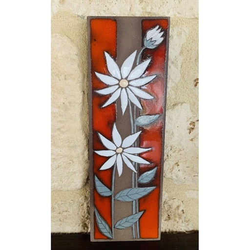 Décoration murale vintage en pierre de lave émaillée, 1970