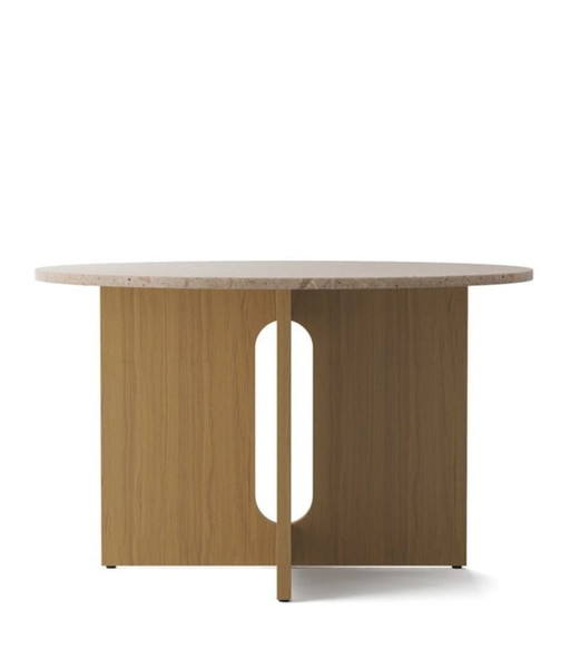 Audo Androgyne Dining Table Round 120Cm Oak With Kunnis Breccia Stone Table Top