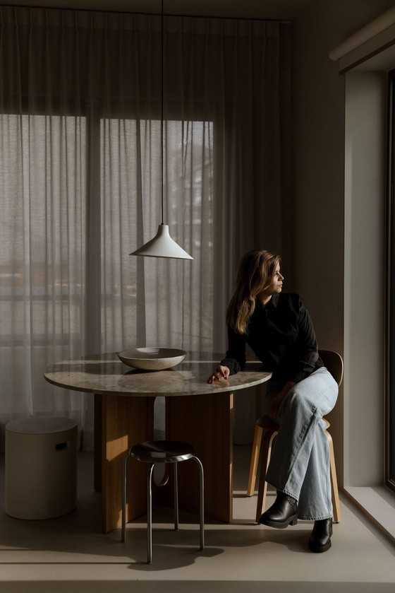 Image 1 of Audo Androgyne Dining Table Round 120Cm Oak With Kunnis Breccia Stone Table Top