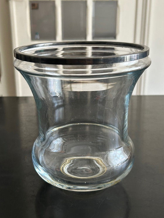 Image 1 of Vase Verre Et Metal Argenté 