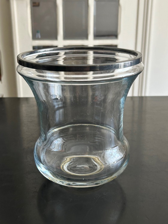 Image 1 of Vase Verre Et Metal Argenté 