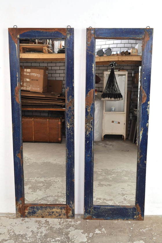 Image 1 of Miroir de passage vintage en bois dur patiné