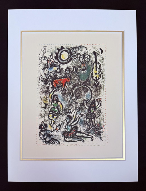 Marc Chagall : "Cimiez". Lithographie en édition limitée. Incluant Double Passe-Partout.