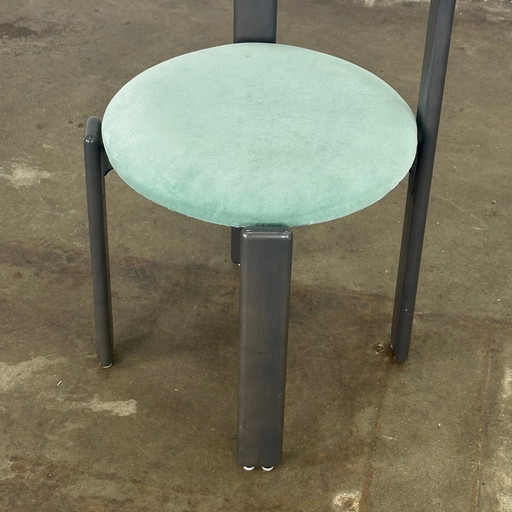 Ensemble de quatre chaises Dietiker Rey par Bruno Rey Bleu Gris