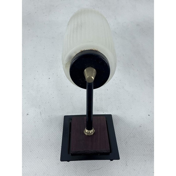 Image 1 of Ensemble de 3 lampes murales vintage en verre, laiton, laque et bois, Italie 1950