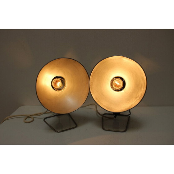 Image 1 of Paire de lampes de table vintage en métal et plastique pour Fax, Tchécoslovaquie 1960