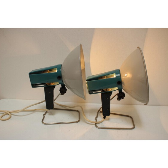 Image 1 of Paire de lampes de table vintage en métal et plastique pour Fax, Tchécoslovaquie 1960