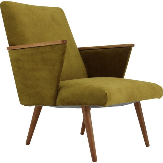 Image 1 of Fauteuil vintage en bois de hêtre avec rembourrage, Tchécoslovaquie années 1960