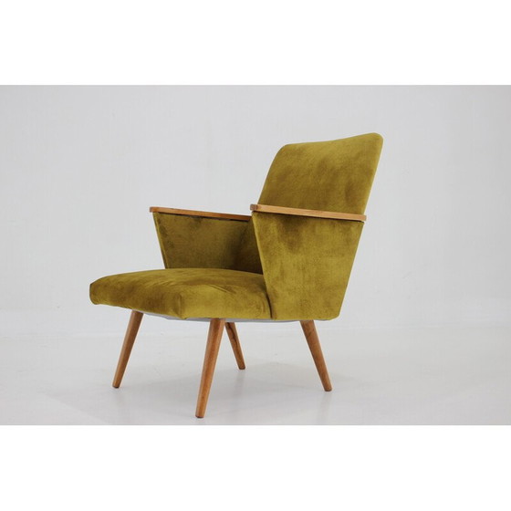 Image 1 of Fauteuil vintage en bois de hêtre avec rembourrage, Tchécoslovaquie années 1960