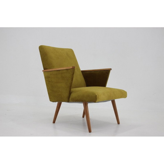 Image 1 of Fauteuil vintage en bois de hêtre avec rembourrage, Tchécoslovaquie années 1960
