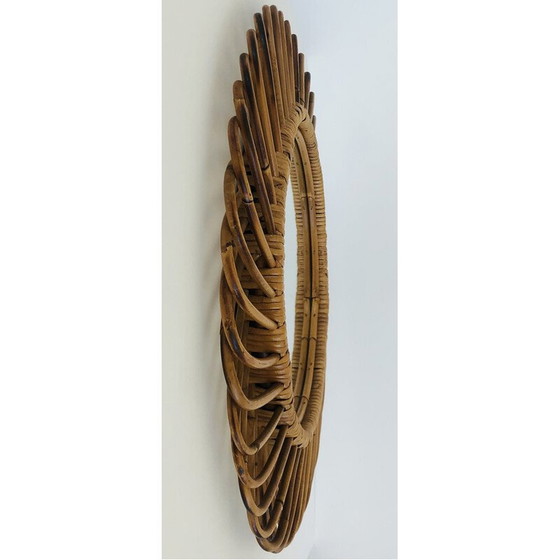 Image 1 of Miroir rond vintage en rotin par Franco Albini, Italie 1960