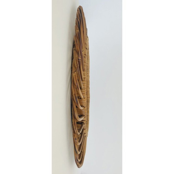 Image 1 of Miroir rond vintage en rotin par Franco Albini, Italie 1960