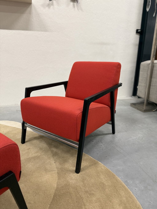 Fauteuil Harvink Splinter avec tissu Hocker Hallingdal rouge et rose