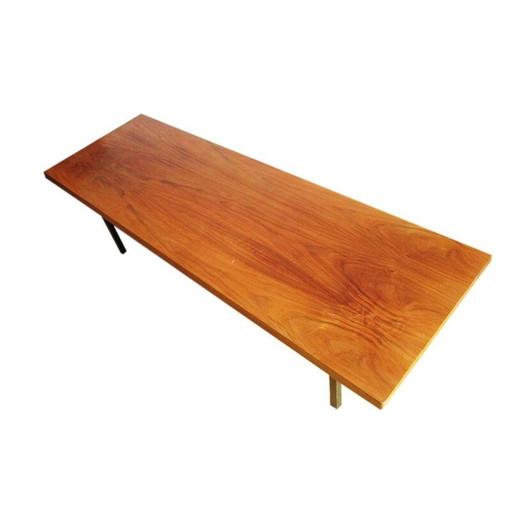 Table basse vintage en noyer américain et acier laqué, 1960