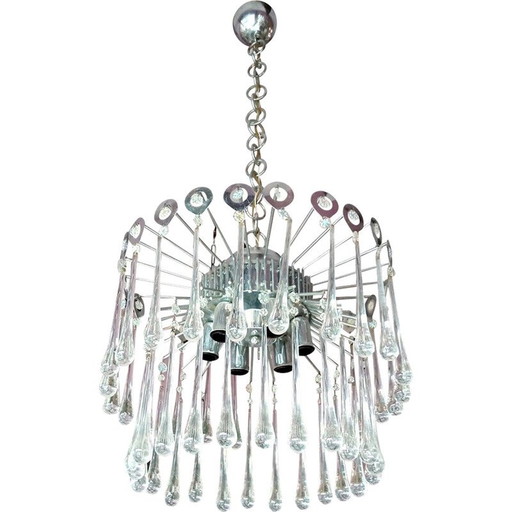 Lustre italien vintage à cascade en verre de Murano