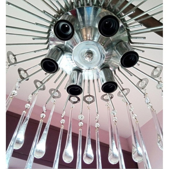 Image 1 of Lustre italien vintage à cascade en verre de Murano