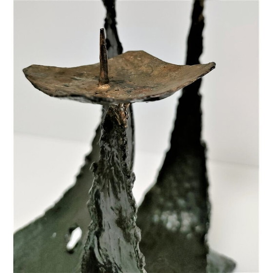 Image 1 of Paire de chandeliers sculpturaux en métal de style brutaliste, 1970