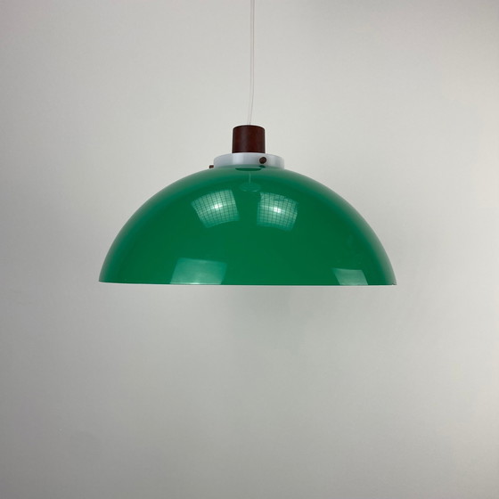 Image 1 of Lampe suspendue à champignon vert par Uno & Östen Kristiansson pour Luxus, Suède 1960