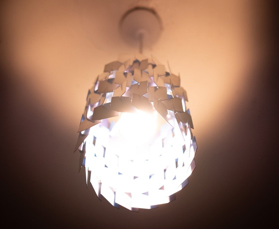 Image 1 of Lampe à facettes argentée et bleue de Louis Weisdorf pour Lyfa, Danemark, années 1960