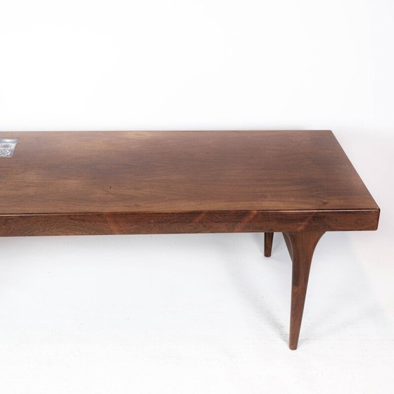 Image 1 of Table basse vintage en palissandre avec carreaux bleus par Johannes Andersen pour Silkeborg Furniture, 1960