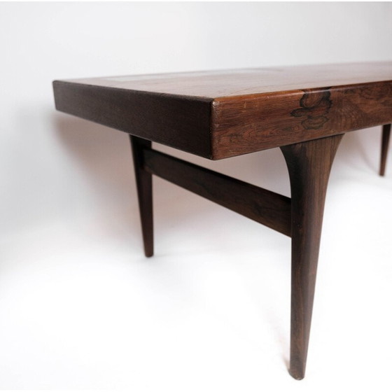 Image 1 of Table basse vintage en palissandre avec carreaux bleus par Johannes Andersen pour Silkeborg Furniture, 1960
