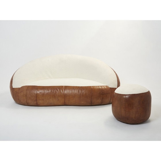 Image 1 of Ensemble de salon vintage en forme de croissant par Raphaël Raffel pour Honoré Paris, 1970