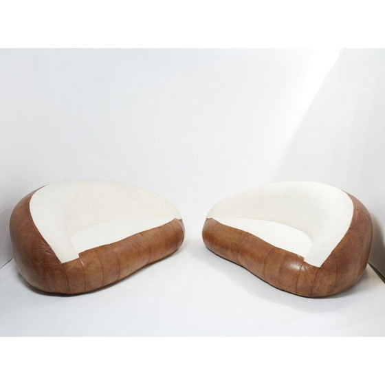 Image 1 of Ensemble de salon vintage en forme de croissant par Raphaël Raffel pour Honoré Paris, 1970