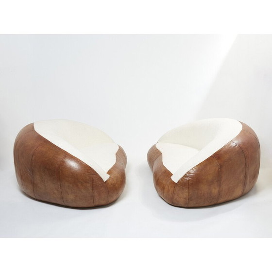 Image 1 of Ensemble de salon vintage en forme de croissant par Raphaël Raffel pour Honoré Paris, 1970