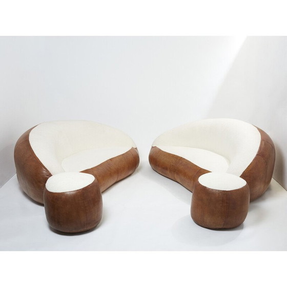 Image 1 of Ensemble de salon vintage en forme de croissant par Raphaël Raffel pour Honoré Paris, 1970