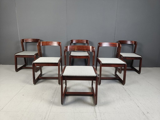 Ensemble de 6 chaises de salle à manger vintage par Mario Sabot, 1970S