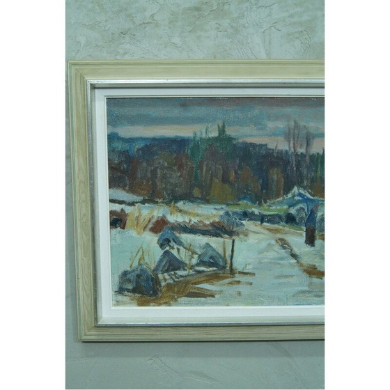 Image 1 of Peinture à l'huile manuscrite vintage de Bertil Landelius, Suède 1960