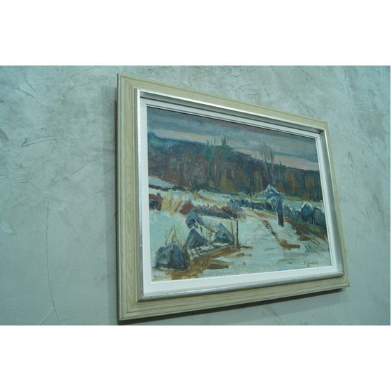 Image 1 of Peinture à l'huile manuscrite vintage de Bertil Landelius, Suède 1960