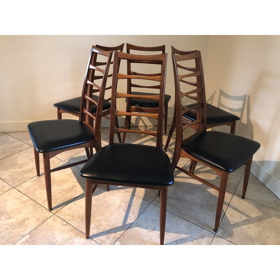 Image 1 of Ensemble de 6 chaises vintage en teck par Niels Koefoed pour Koefoeds Hornslet, 1961