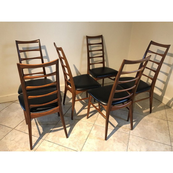 Image 1 of Ensemble de 6 chaises vintage en teck par Niels Koefoed pour Koefoeds Hornslet, 1961