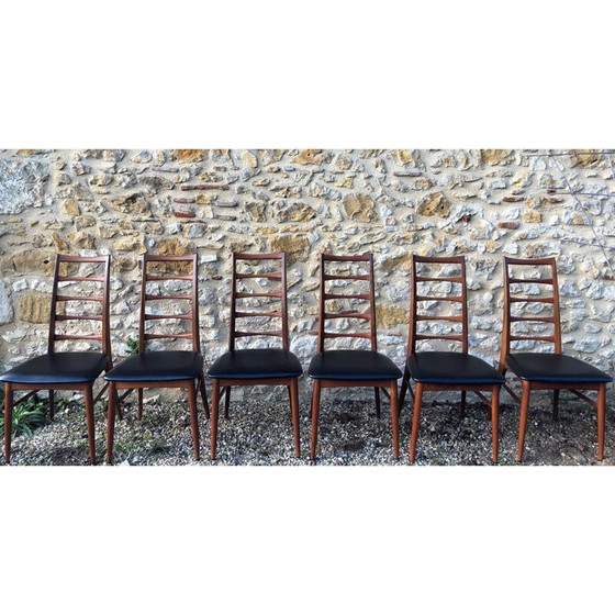Image 1 of Ensemble de 6 chaises vintage en teck par Niels Koefoed pour Koefoeds Hornslet, 1961