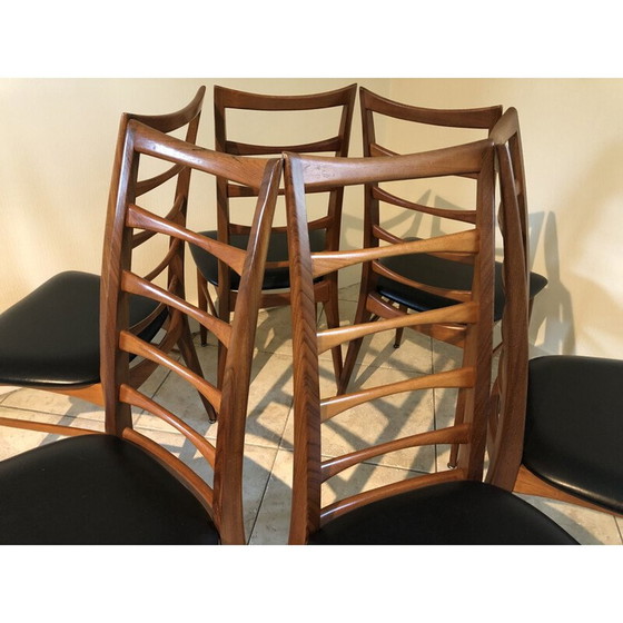 Image 1 of Ensemble de 6 chaises vintage en teck par Niels Koefoed pour Koefoeds Hornslet, 1961