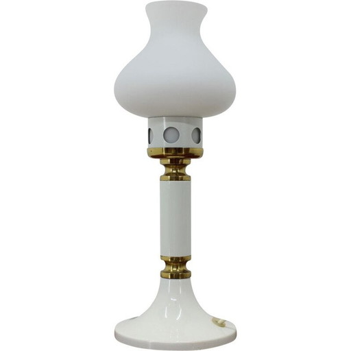 Lampe de table vintage en laiton, métal et verre par Drukov, Tchécoslovaquie 1970