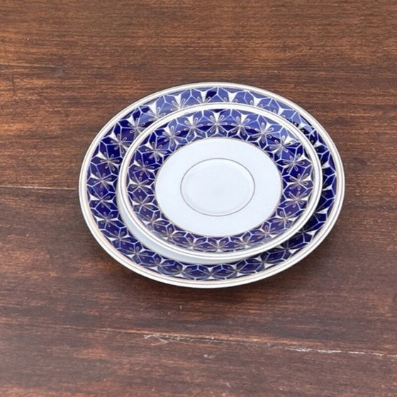 Image 1 of Service à déjeuner vintage en porcelaine de Lettin et cobalt pour Veb Porzellanwerk, Allemagne 1970