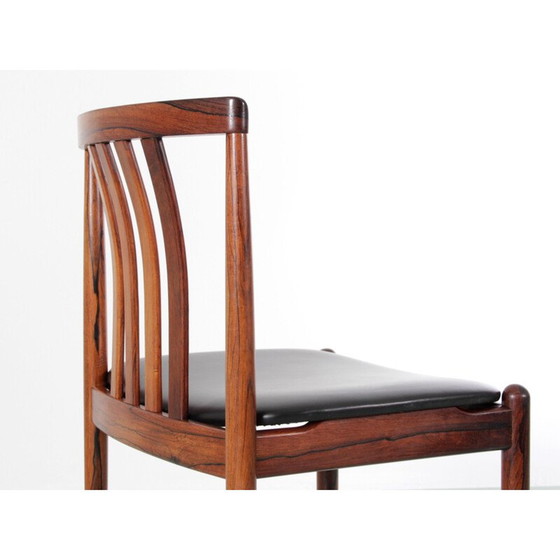 Image 1 of Ensemble de 4 chaises vintage scandinaves en bois de rose et cuir par Westnofa